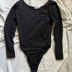 Boat neck bodysuit with sequin detail M